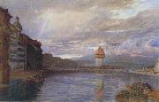 Alfred William Hunt,RWS Lucerne (mk46) oil painting on canvas